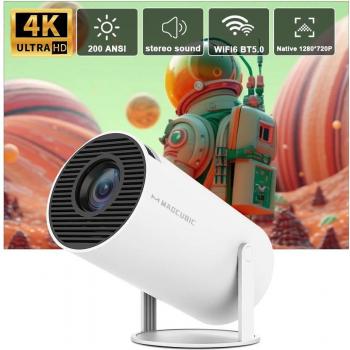 Proyector Portátil Transpeed Android 11 4K WiFi6 HY300 Allwinner H713 200 ANSI BT5.0 1280x720P Doble WiFi Cine en Casa al Aire Libre