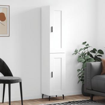 Aparador alto de madera contrachapada blanco 34,5x34x180 cm