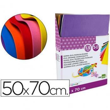 Goma eva liderpapel expositor de 50 planchasx10 colores surtidos 50x70 cm 15 mm espesor