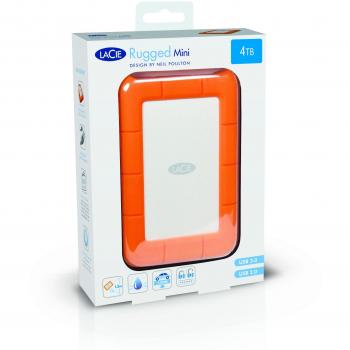 LaCie 4 TB Rugged Mini USB 3.0 Portable 2.5 Inch Shock, Drop and Crush Resistant External Hard Drive for PC and Mac