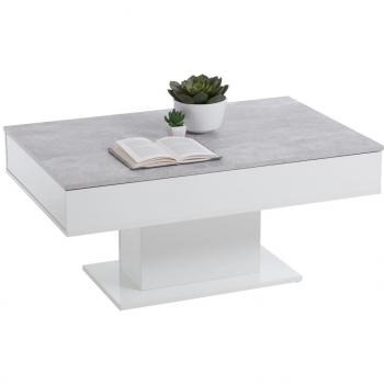 Mesa de centro FMD envejecido gris hormigón y roble antiguo, mesita de salón o comedor auxiliar, mesa de café