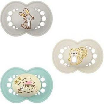 MAM Set de Chupetes Original Day & Night con Tetina de Silicona SkinsoftTM Ultrasuave para Bebés de 6+ meses, Neutro, 3 unidades