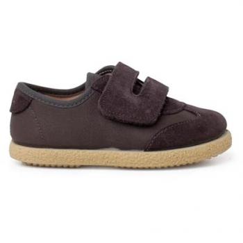 Zapatillas de Lona para Niños de Cuero Vegano con Cierre Adherente - Talla 23 Color Gris Oscuro
