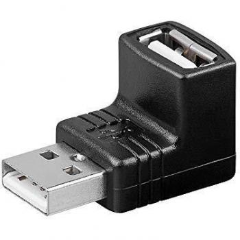 Adaptador Acodado USB 2.0 Macho a Hembra Negro 90 Grados
