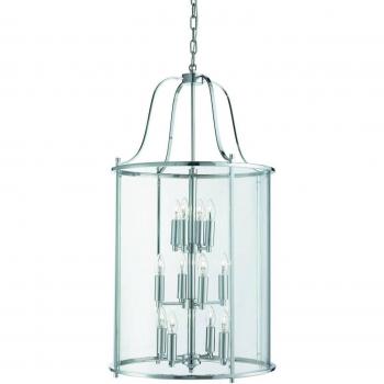 Lámpara Colgante Victoriana de Techo 12 Luces en Cromo y Vidrio E14