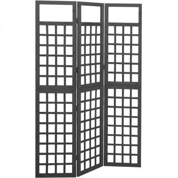 vidaXL 3-Panel Room Divider/Trellis Solid Fir Wood Black 121x180 cm