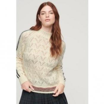 Jersey de punto pointelle beige Superdry para mujer
