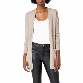 Vila Clothes Viril L/s Open Knit Cardigan-Noos, Chaqueta Punto para Mujer, Beige Natural Melange, 42