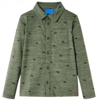 Camisa Infantil Estampado de Vacas Ropa Niños de Manga Larga Caqui Mezcla 128