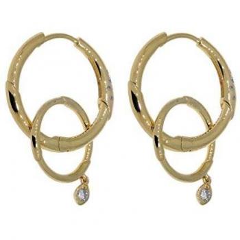 PANDORA Flower Stem 18k Gold Plated PANDORA Shine Collection Hoops Earrings - 267927CZ