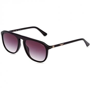 Police Aviator Sunglasses SPLE06 - Shiny Black Smoke Gradient, Size: 56 MM