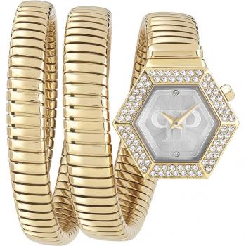 Reloj de Mujer Philipp Plein PWZAA0423 Hexágono Serpiente Dorado con Cristales 28mm 5ATM