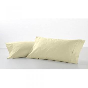 ESTELA - Funda de Almohada Combi Liso 200 Hilos algodón Peinado, Color Marfil - 2 Piezas de 45x95 cm biés - 100% Algodón - 200 Hilos