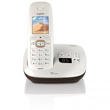 Gigaset CL540A - Teléfono inalámbrico con contestador automático, blanco y marrón