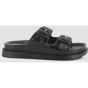 Sandalias de plataforma de mujer con detalle de pedrería en negro