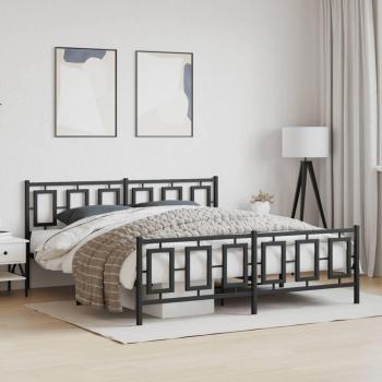 Cama Pata Redonda con Cabecero y Pediera Metal Negro 183x213 CM