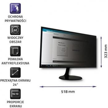 Filtro de privacidad Qoltec 51061 para pantalla de 24 en formato 16:10