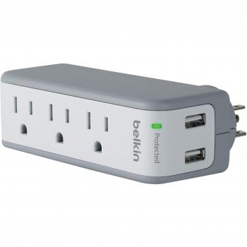 Belkin SurgePlus USB Swivel Surge Protector and Charger (Power strip with 3 AC Outlets, 2 USB Ports 2.1 AMP / 10 Watt)