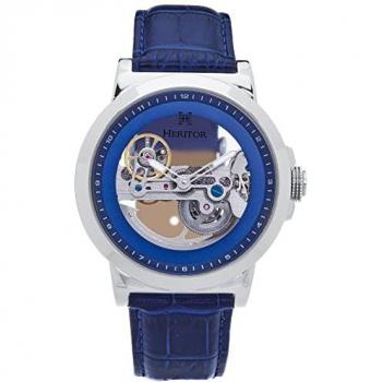Heritor Xander Automatic Semi-Skeleton Men's Watch with Blue Leather Band
