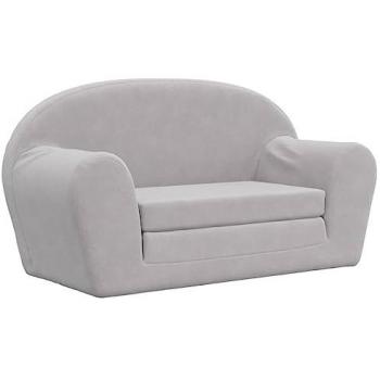 Sofá Cama Infantil 2 Plazas en Felpa Suave Color Gris Claro