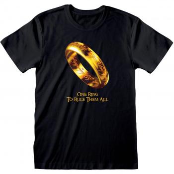 Camiseta Unisex Negra El Señor de los Anillos - One Ring to Rule Them All - Talla XXL