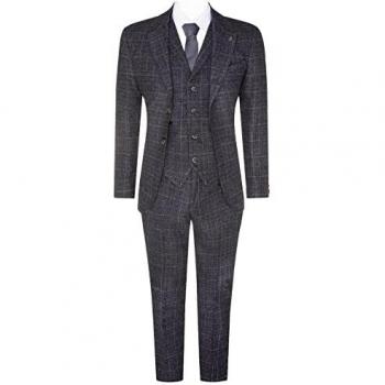 Men's Grey Check 3-Piece Tweed Suit - Peaky Blinders 1920s Gatsby Tailored Fit