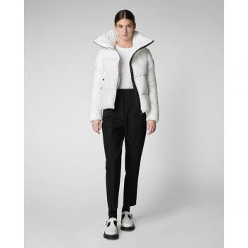 Save The Duck Women's White Puffer Jacket - Regular Fit, Size 1