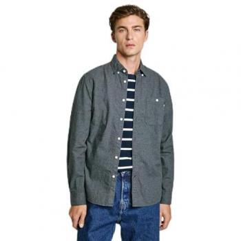 Camisa de Franela Lisa Regular Fit para Hombre Pepe Jeans Mike Gris Grafito