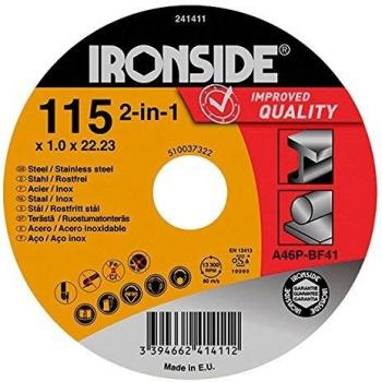 Ironside 241416 Disco de corte para acero/acero inoxidable 115 x 1,6 x 22 mm
