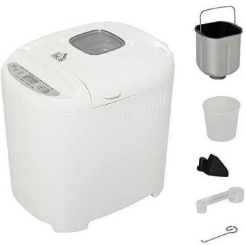 HOMCOM Panificadora Automática con 11 Programas para Pan y Dulces con Pantalla LCD Temporizador Programable Inicio 13 Horas Acero Inoxidable 29,6x23,3x29,2 cm Blanco