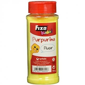 Fixo Kids 39161 - Purpurina fluorescente. Bote de 100 gramos en color amarillo con práctico dosificador tipo salero.