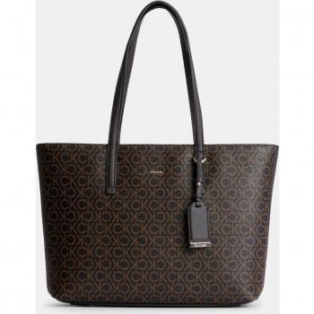 Calvin Klein Must Shopper Medium Tote in Brown Recycled Material with Logo Print