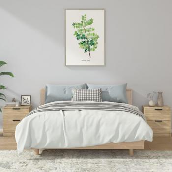 Mesita de noche vidaXL 2 unidades madera contrachapada color blanco, negro y roble Sonoma, mesitas para habitación dormitorio moderno, mesa auxiliar salón y estudio