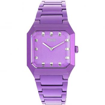 Tous - Reloj analógico de mujer Karat Squared con brazalete de aluminio lila, 3 ATM, acero y aluminio