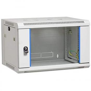 Carcasa de pared 19 Flat Pack 9U, profundidad 450 mm, color gris RAL7035