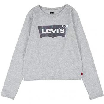 Levi's Camiseta manga larga LS Batwing Top para niña, Gris Claro Jaspeado, 2 años