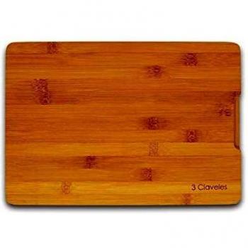 3 Claveles - Tabla de Corte de Bambú, de 33 x 23 x 2cm, cortar y picar alimentoS