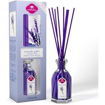 CRISTALINAS. Ambientador Mikado Clásico. Difusor con Varillas de ratán. Formula sin Alcohol. Máxima duración, más de 16 semanas. 180ml de Capacidad. Aroma Lavanda y Lilas.
