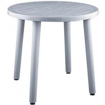 RESOL Tossa Mesa Jardín para Comedor Exterior 86 cm de diámetro Redonda | Mesa Café o Auxiliar con Agujero para Sombrilla | Protección UV para Patio, Terraza o Porche Fácil Mantenimiento - Blanca