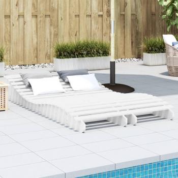 Tumbonas de Jardín de Madera Maciza de Pino Blanco - 2 Unidades - Dimensiones: 205x60x31,5 cm