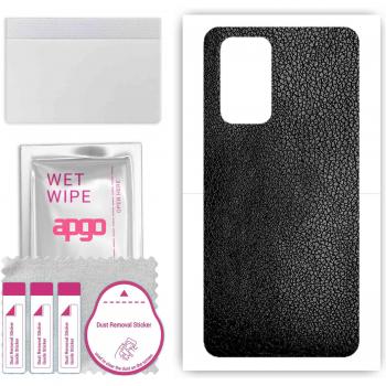 Autocolante Protector de Piel para la Parte Trasera Compatible con Xiaomi Redmi Note 10 Pro, Película Envolvente, Folio de Vinilo - Patrón Cuero Negro