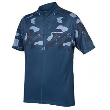 Maillot Endura Hummvee Ray II Manga Corta para Hombre, Azul Camuflaje, Talla XS