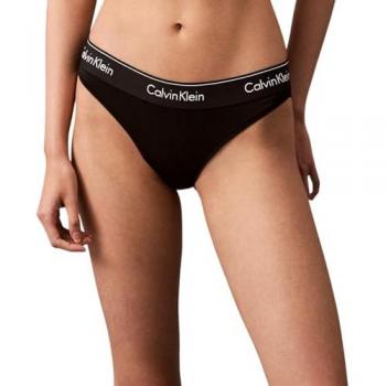 Calvin Klein Women's Black Stretch Cotton Classic Bikini Brief with Logo Waistband - Size S