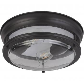 Plafón empotrado Glasgow de 2 luces, cristal transparente, IP44, color negro