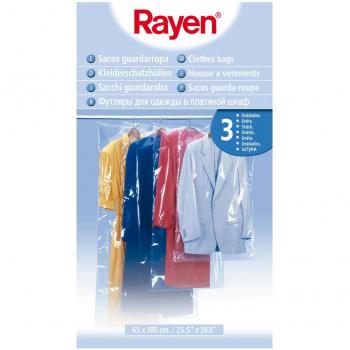 Rayen Saco guardarropa | Funda Armario | Protege Protectores de Ropa Antipolvo | Pack de 3 | Talla S | 65 x 100 cm 3 Bolsas para Guardar, Polietileno, 3