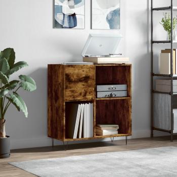 Soporte de disco móvil de madera multicapa en color roble ahumado, dimensiones 84,5x38x89 cm
