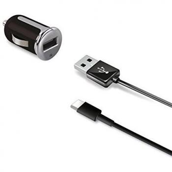 Celly CCUSBTYPEC - Cargador de coche USB con cable de tipo C, color negro