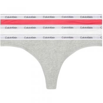 Pack de 3 tangas Modern Logo Calvin Klein - Azalea / Blanco / Gris Jaspeado XS