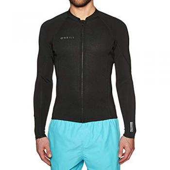 Chaqueta de neopreno O'Neill Reactor-2 1.5mm con cremallera frontal, color negro intenso y blanco, talla S, protección solar UV y propiedades SPF