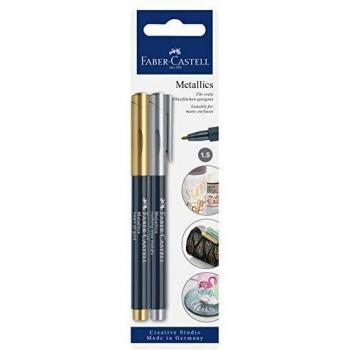Faber-Castell Creative Studio Metallics Marker, Colores Metálicos Oro y Plata, Blíster de 2 Unidades
